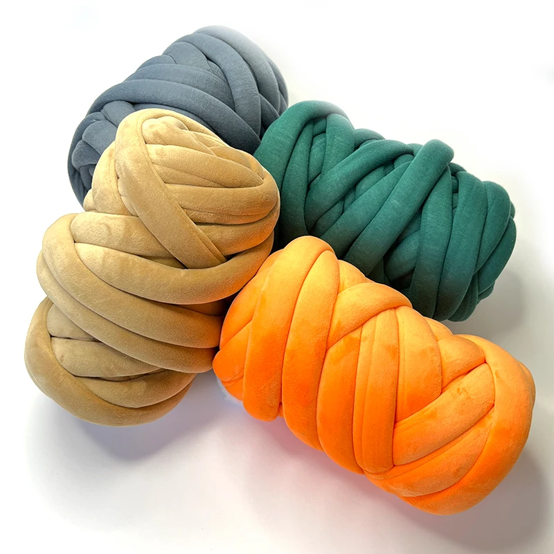 Popular Soft Hand Knitting Chunky Crochet Woven Blanket Core Spun Yarn for Crochet