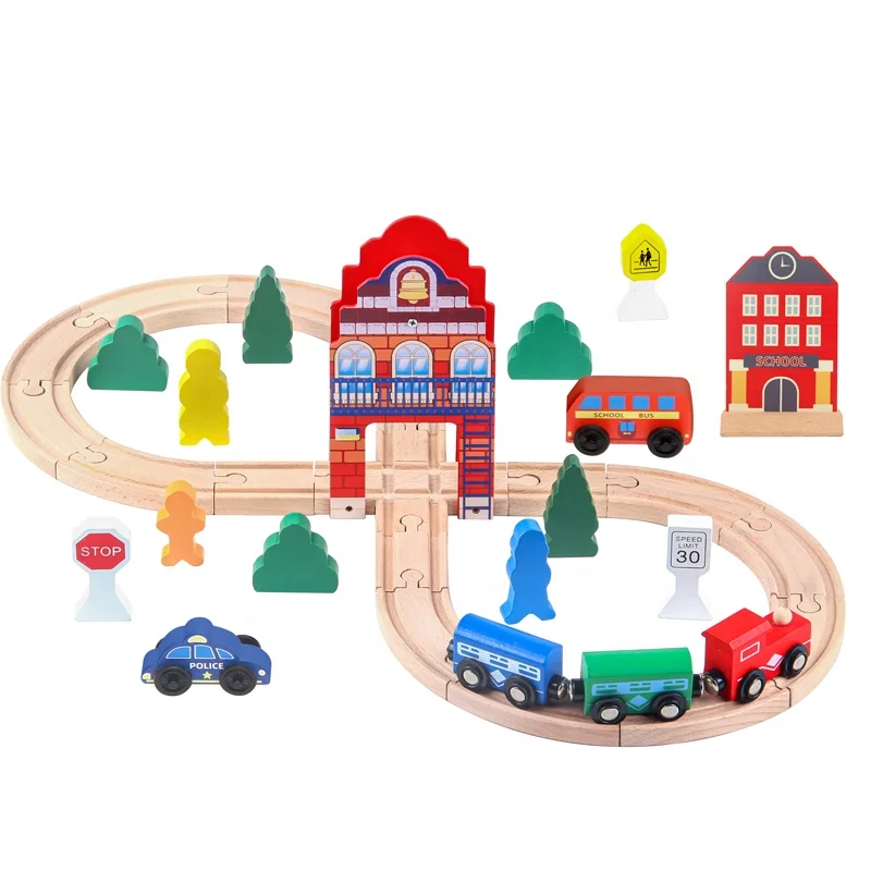 
36Pcs Clock Tower Track Thomas Trains Set Toys Pretend Play Kids Wooden Blocks 
