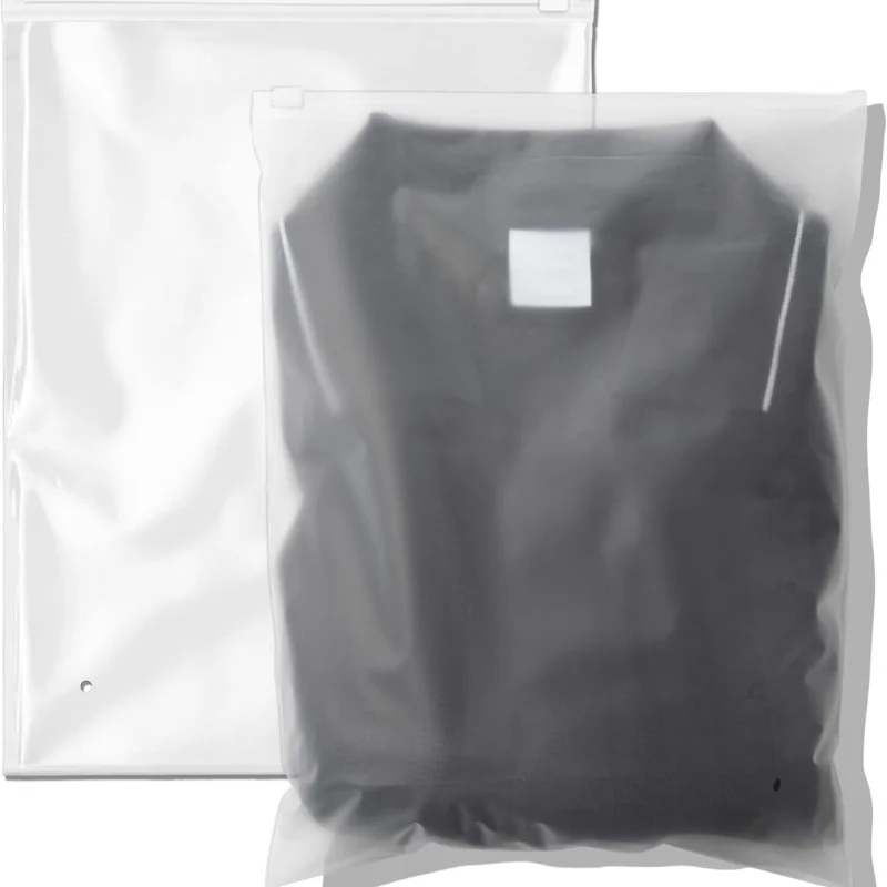Custom Biodegradable Small Zip Lock Packaging Tote Tshirts Custom Frosted Zipper Bag Frost Plastic Bags