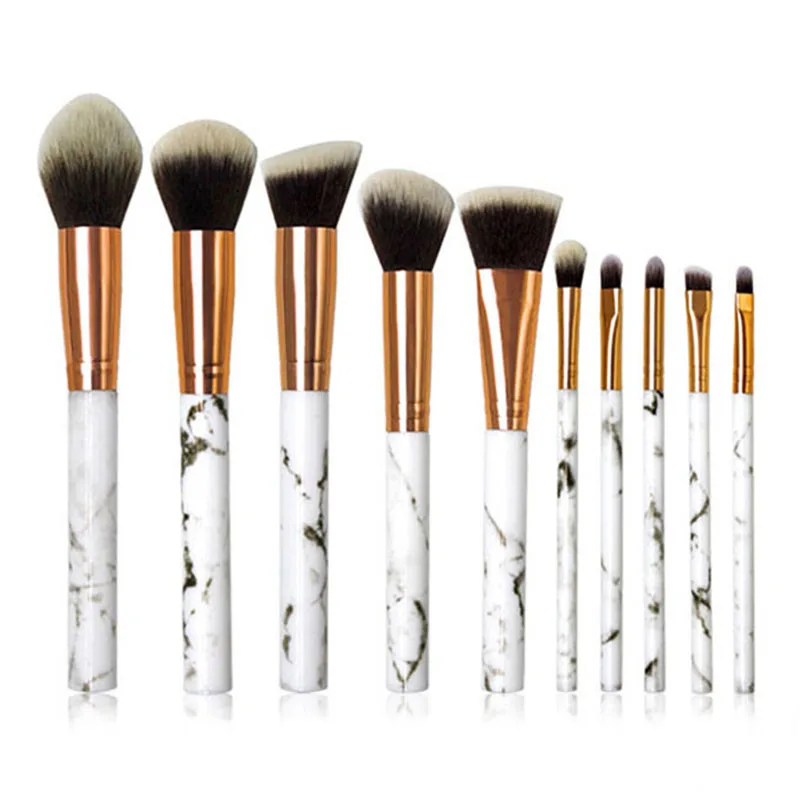 Free samples 10Pcs Marble Makeup Brushes Pinceau Maquillage Cosmetic Make Up Makyaj Brush Private Label Wholesale Makeup Supplie