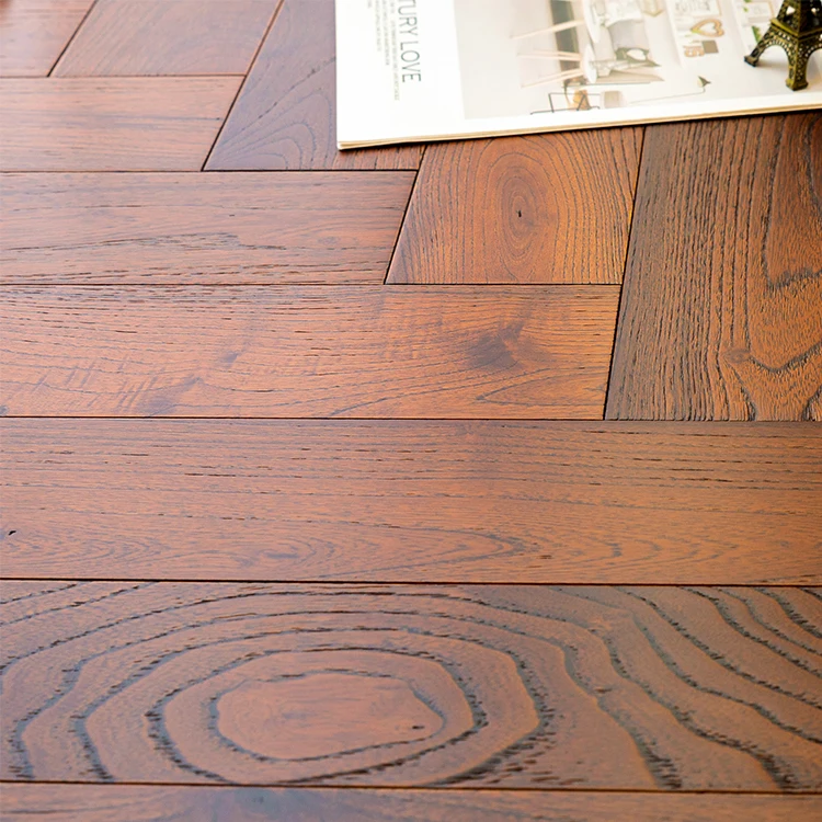 Solid Antique Hand Scraped Asian Teak Parquet Flooring