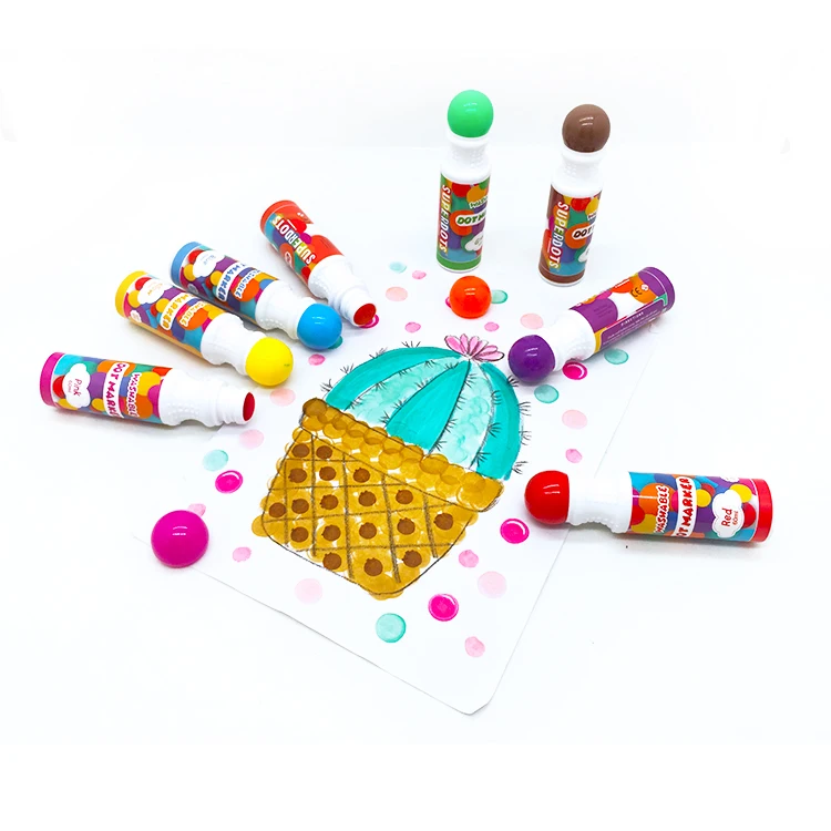 Drawing Supplies Graffiti Marker Pen Kids Paint Tool 8PCS Painting Art Stationery Washable Dot Markers Set Drawing for Dummies