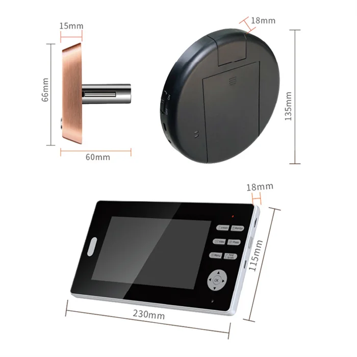 Hot selling battery standby  lcd screen HD digital electronic door viewer wide angle peephole door eye viewer