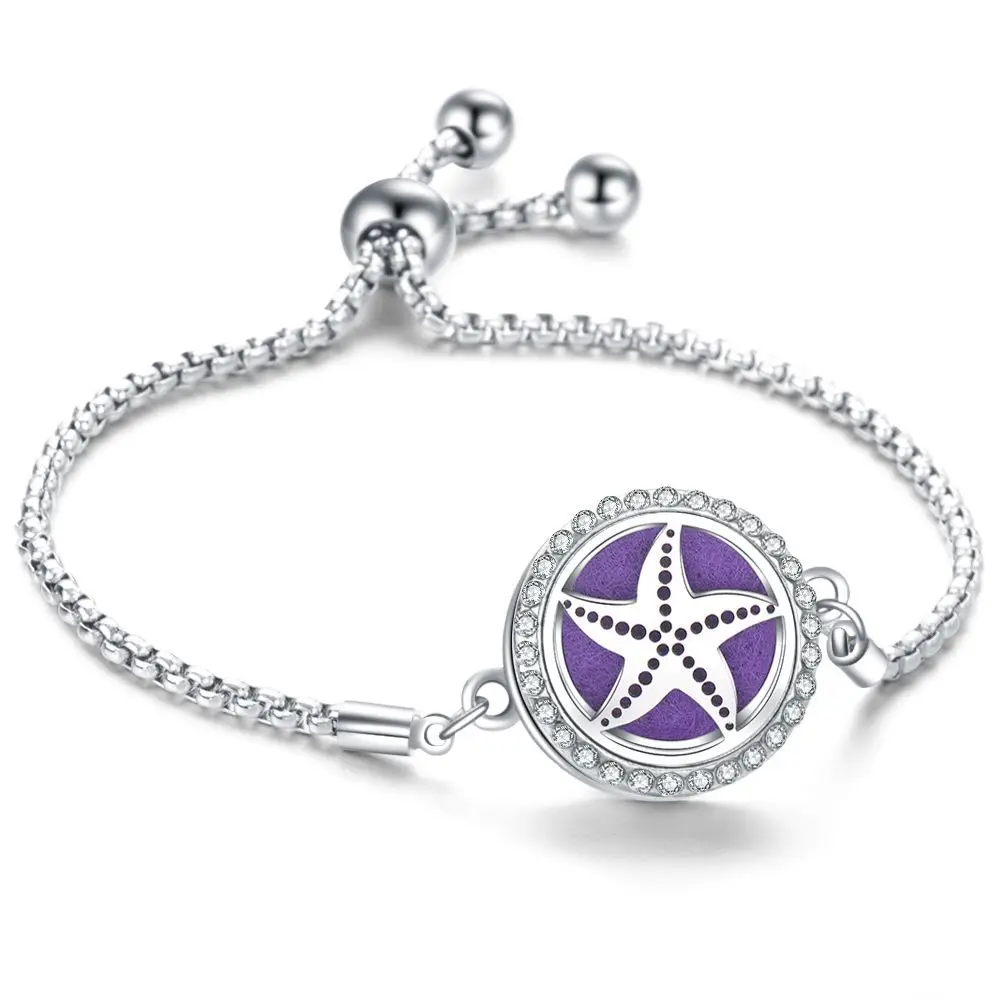 Life tree Stainless steel hollow out perfume diffuser bracelet can open essential oil bracelet adjustable size alloy bracelet