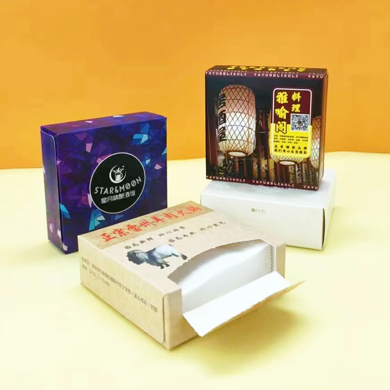 Custom printed napkin tissue paper box packaging cheap hotel restaurant tissue paper pack gift wrapping tissue paper pack