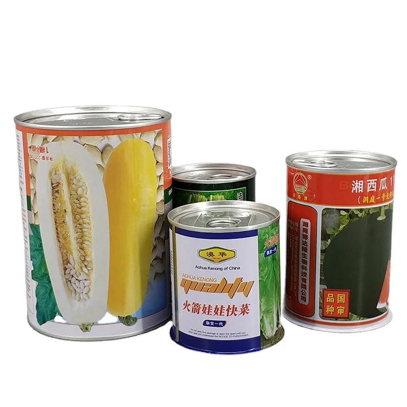 vegetable seed tin box with easy open end, wholesale food grade Empty Tin Can for food packaging