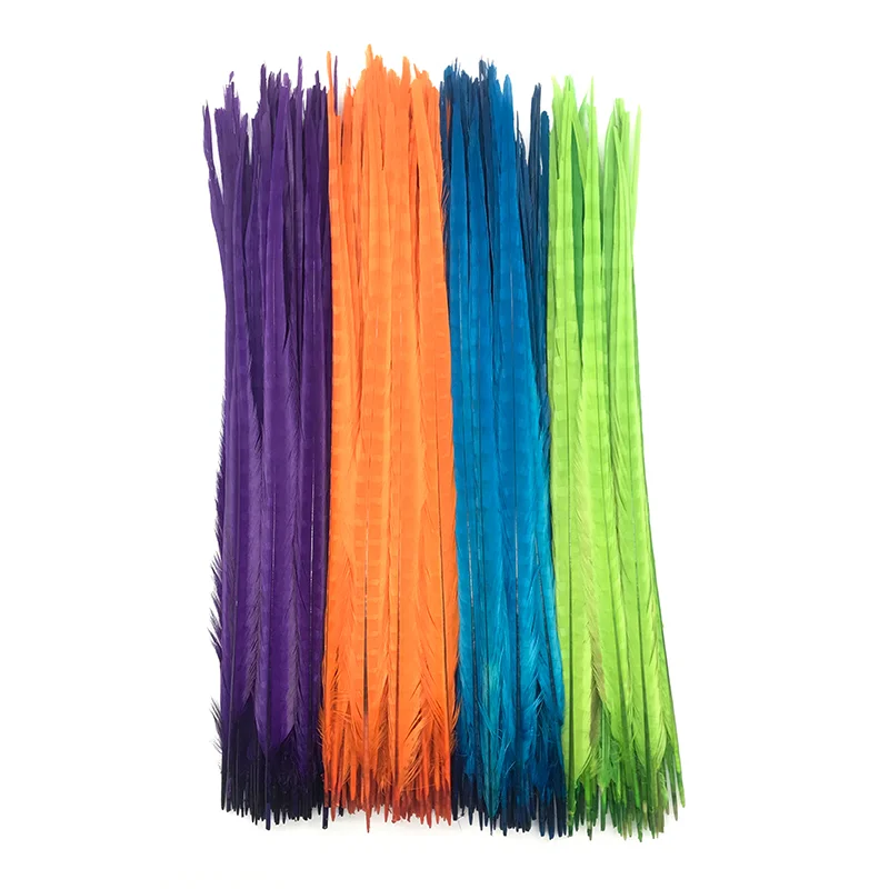 Top Selling Bleached and Dyed Orange Ringneck Pheasant Tail Feathers for Carnival Decoration