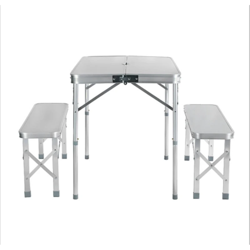 Aluminum folding picnic table and bench set with 4 seats portable camping table sets