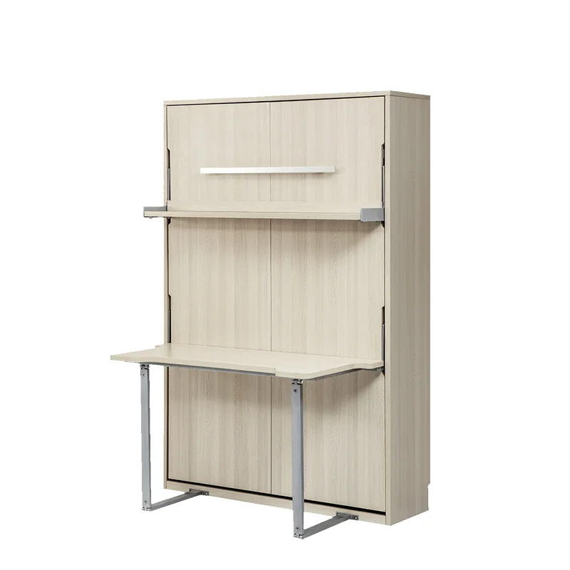 Simple and stylish foldable hidden automatic space saving wall bed mechanism Murphy bed with study table