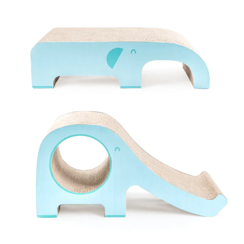 2022 New Design Elephant Shape Blue Corrugated Paper Cat Toy Cat Sharpening Claw Cat Scratcher Sofa