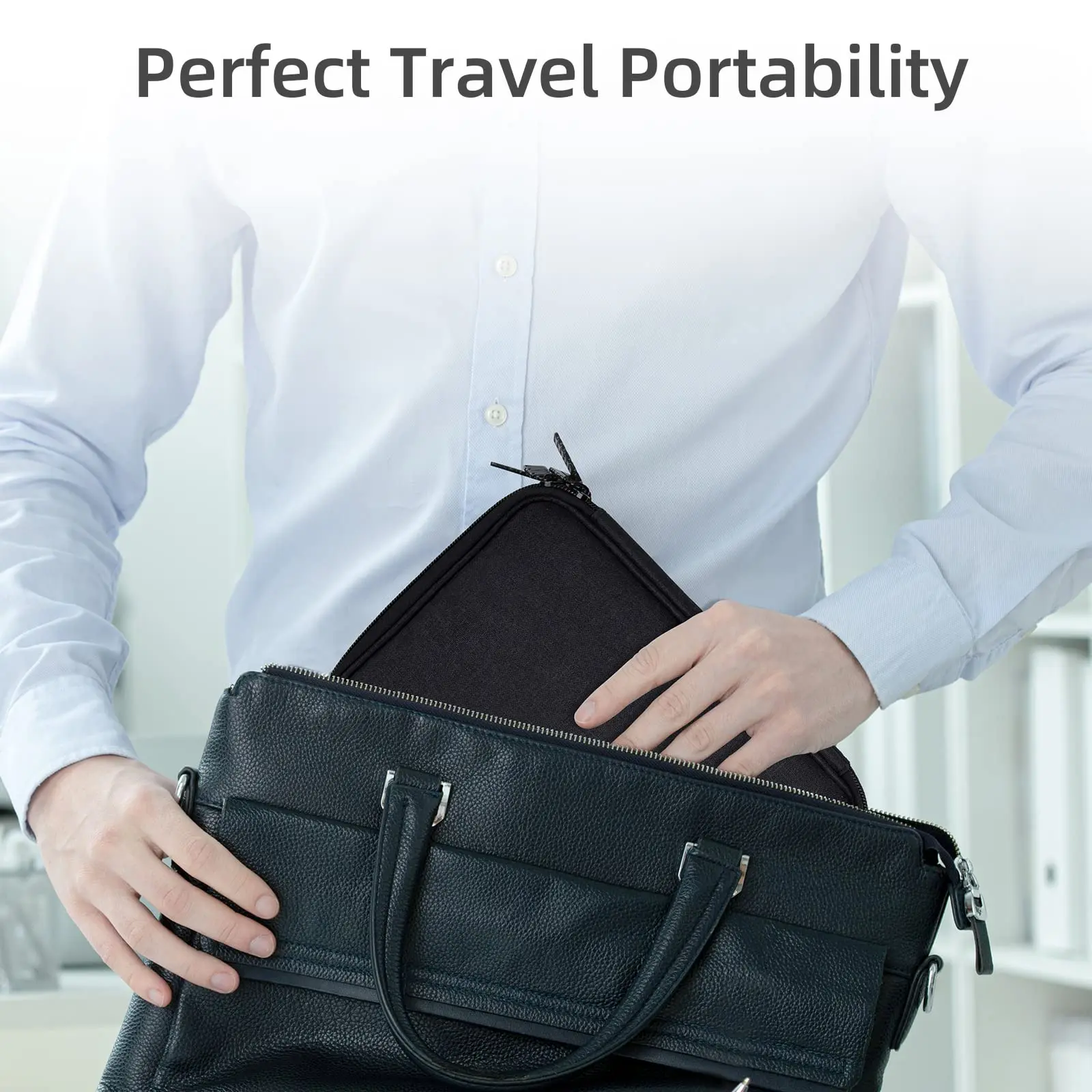 Haoen Travel Cable Organizer Bag - Water Resistant Pouch for Cords, iPhone, iPad - Gift for Men With 5 Cable Ties