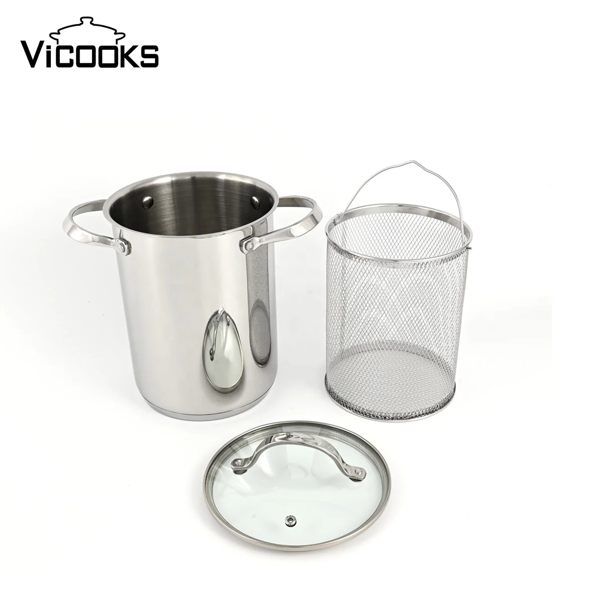 Vegetable Steamer Pot Kitchen Pasta Pot Pan Asparagus Pot With Mesh Basket and Tempered Glass Lid