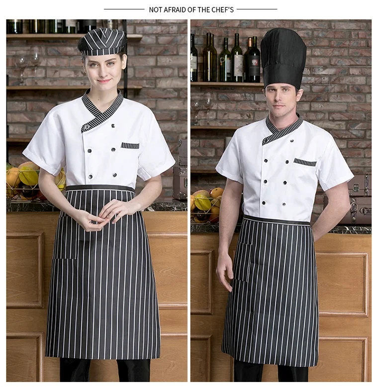 Custom logo chef work clothes cotton/polyster double breasted restaurant uniform