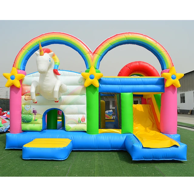 Commercial unicorn inflatable bouncer combo slide inflatable bouncer Arch Unicorn jumping castle bounce house combo with slide