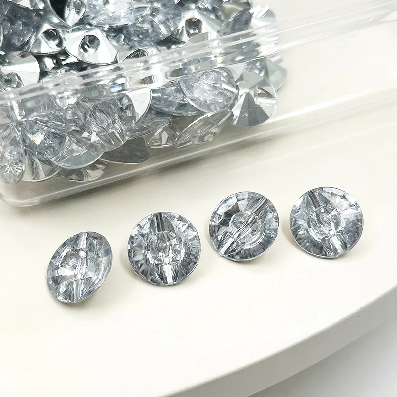 Wejoy 18mm Size Plastic Crystal Satellite Style Upholstery Button for Home Decor
