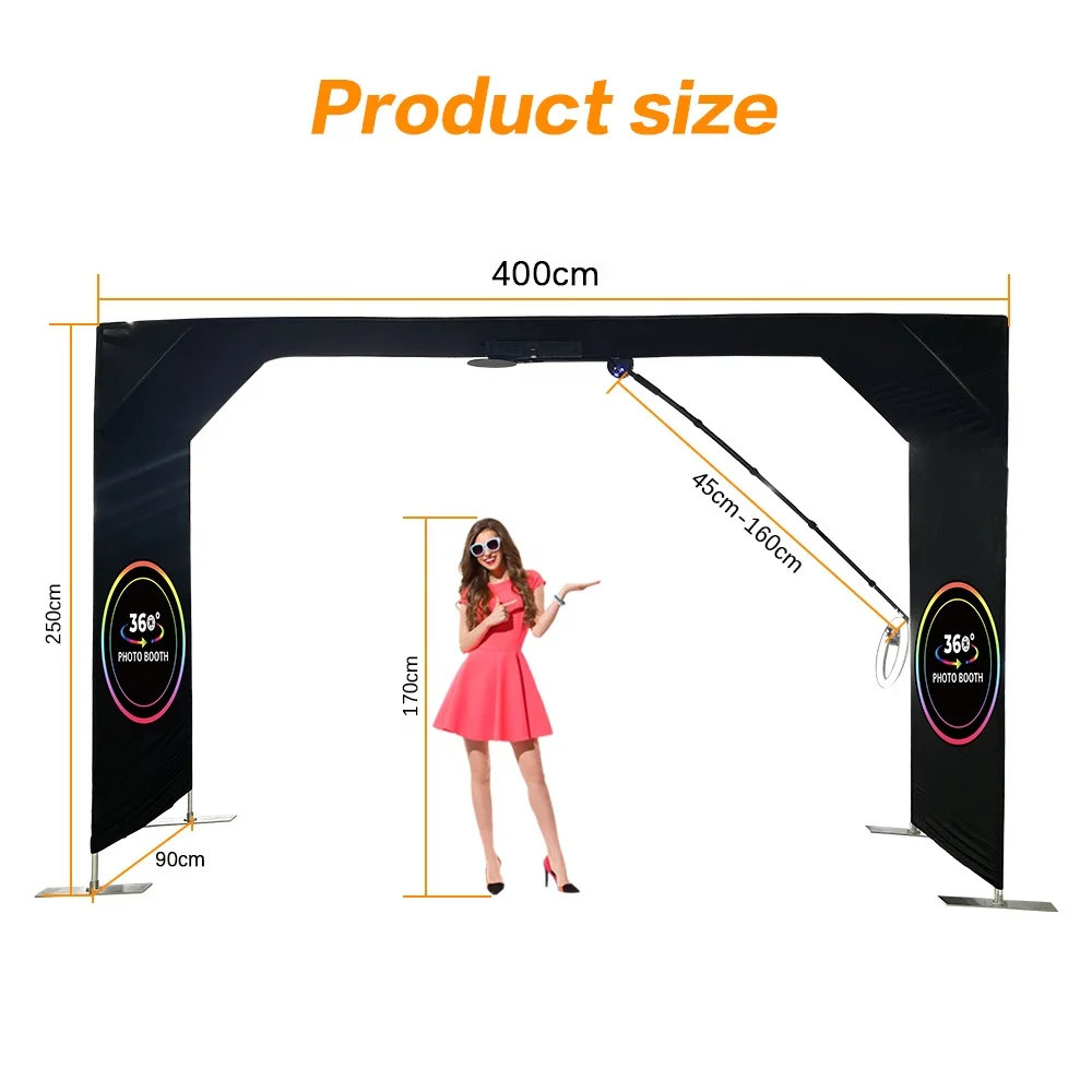 Warehouse Hot Sale Fill Light Photo Booth Machine Camera Ipad Selfie Video Top Spinner Overhead 360 Degree with Free Accessories