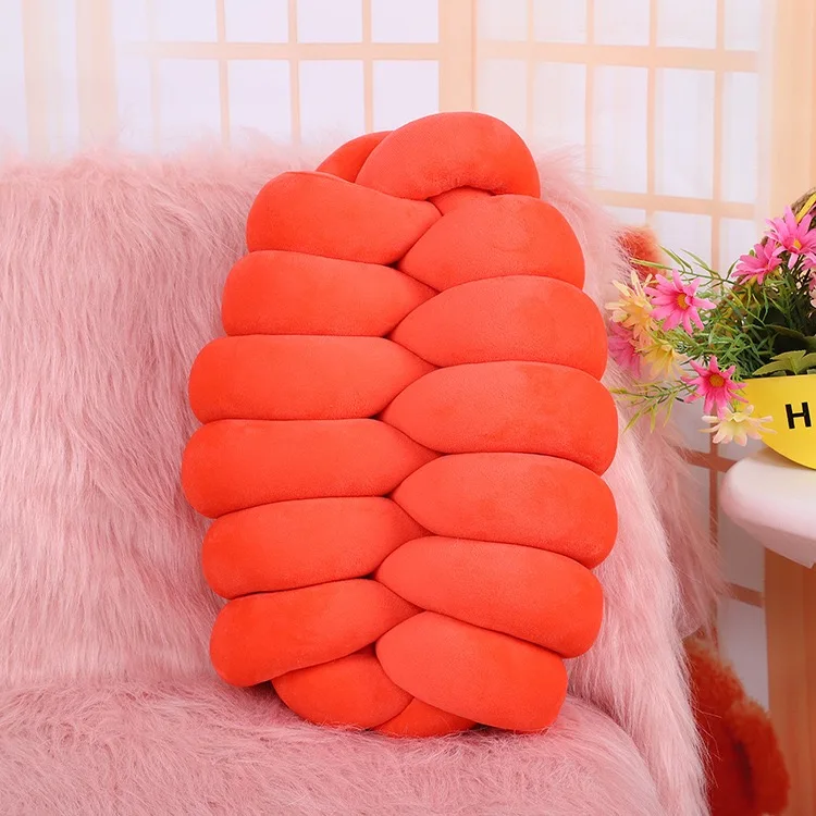 
2019 High quality velvet Round Designed Knitted Chunky Knot Ball Throw Pillow For Decoration 