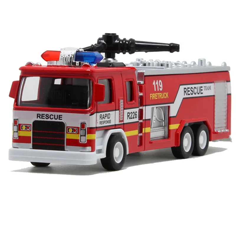 Friction Diecast Toy Vehicles Simulation Fire Truck Stretchable Die cast Truck Model Toys Truck Model Rescue Fire Engine Car Toy