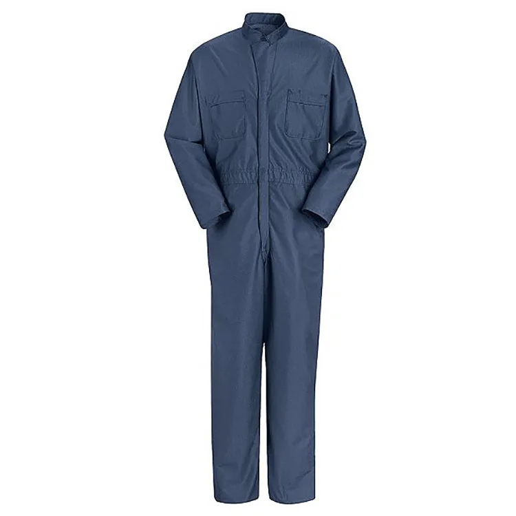 Factory Direct Cheap 65/35 Polyester Cotton Coverall Working Uniform OEM Custom Zip Front Work Clothes Navy Overalls For Men