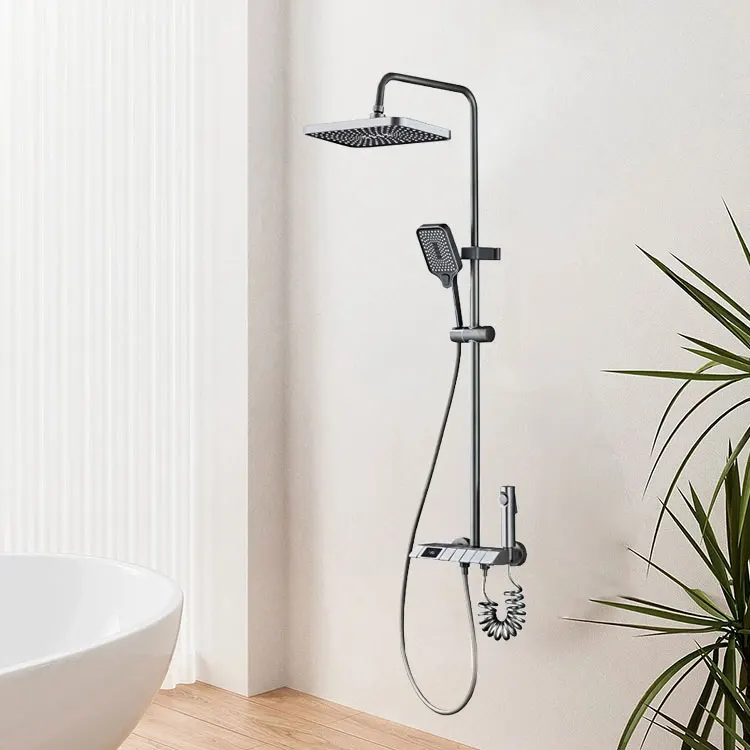 SONSILL Wall Mounted Bath System Adjustable Height Bathroom Faucet Shower Column Set