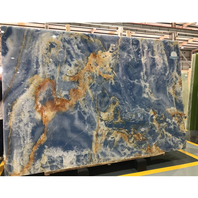 Natural backlit blue onyx marble slabs for floors