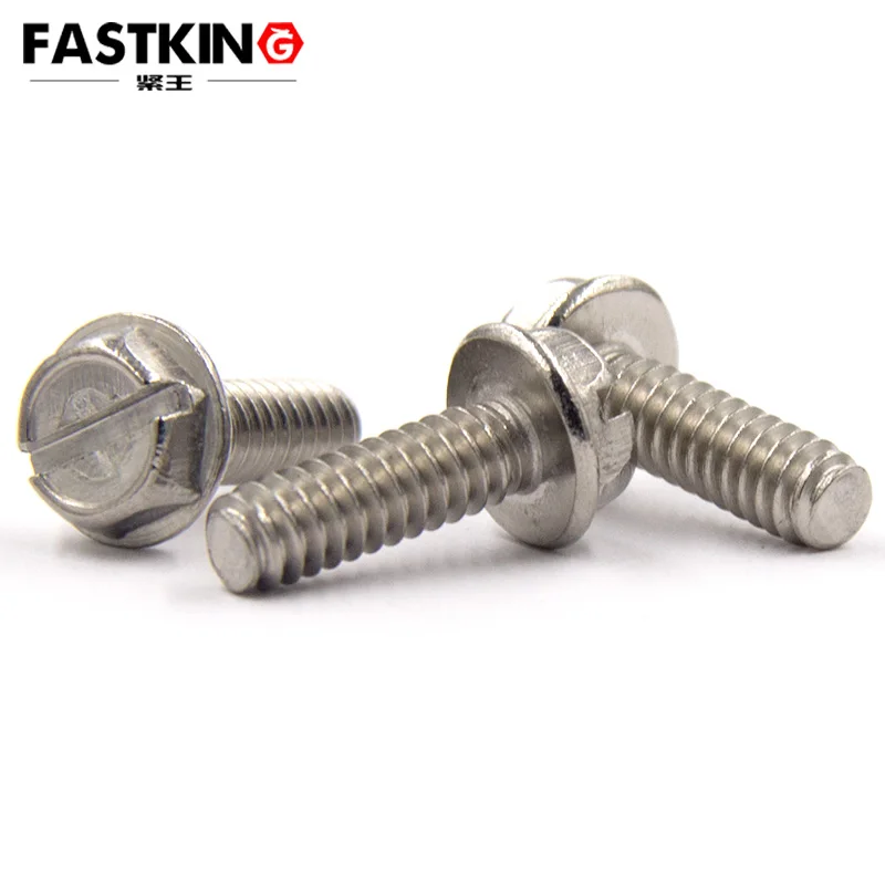 304 hexagonal flange face concave head slotted screw with cushion bolt without tooth slotted screw 3/16