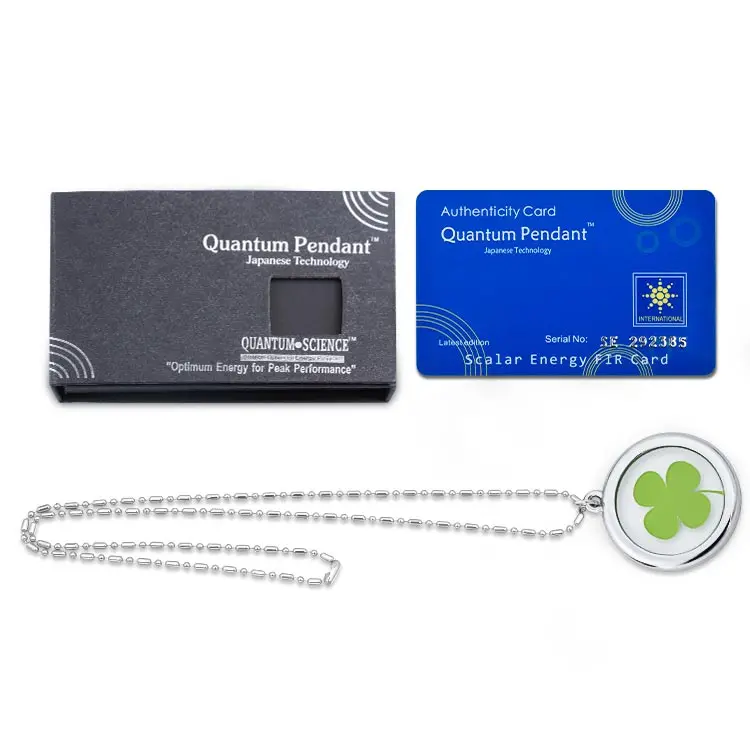 Wholesale Lucky Clover Bio Quantum Energy Pendant Health Necklace High Quality Glass Gift Flower Round Charm Pendants