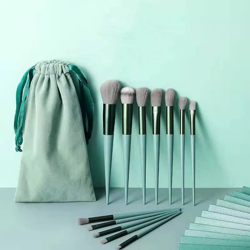 Wholesale Makeup Brushes Set 13pcs Dark Green Custom Logo Cosmetics Make up Tools Powder Foundation Eyeshadow Brush
