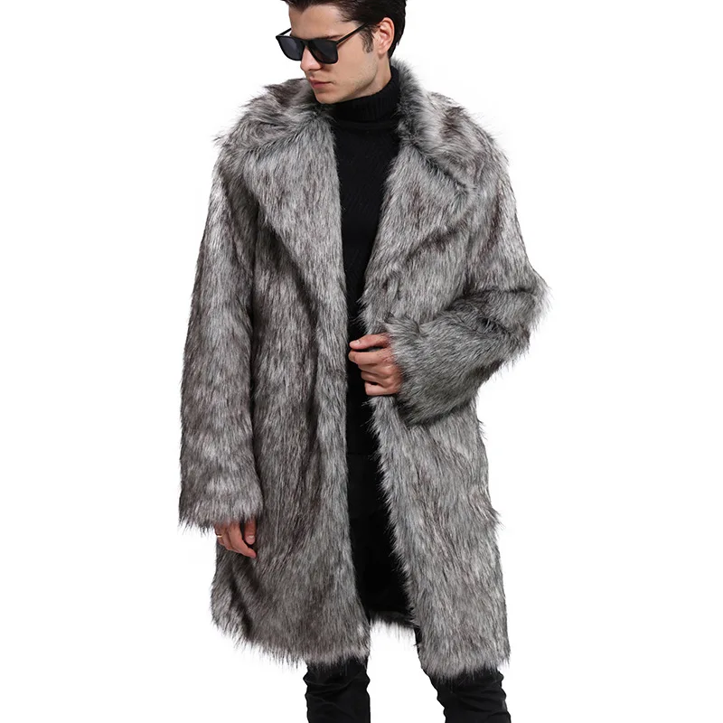 Wholesale autumn and winter fur jackets for men, medium to long, made of artificial fur for warmth and cold resistance