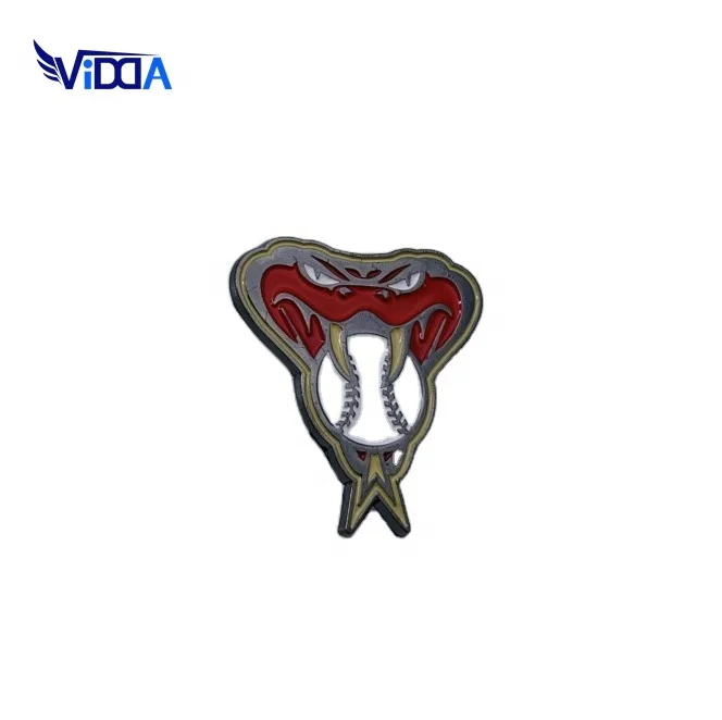 Custom logo full color enamel cobra baseball metal lapel pin badge