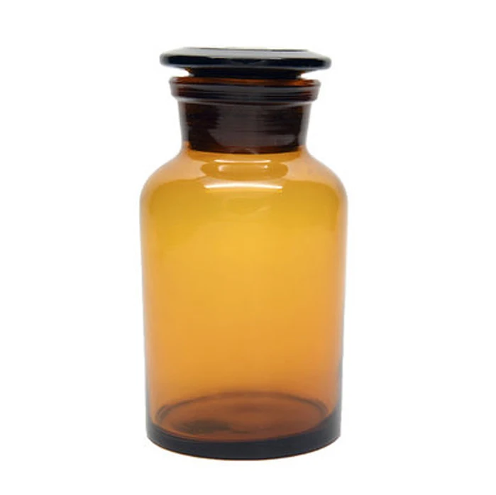 Laboratory 500ml Grinding Mouth Amber Glass Chemical Reagent Bottle