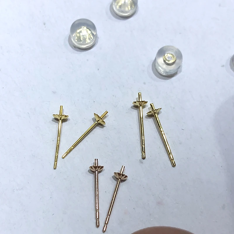 18k solid gold pearl earrings fittings(without pearl)