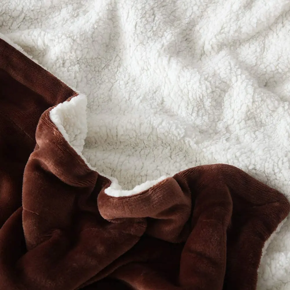 Sofa Muslin Pattern Baby Double-Sided Lamb Down Cover Blankets Plain Flannel Double Blanket Gift Blankets & Throws