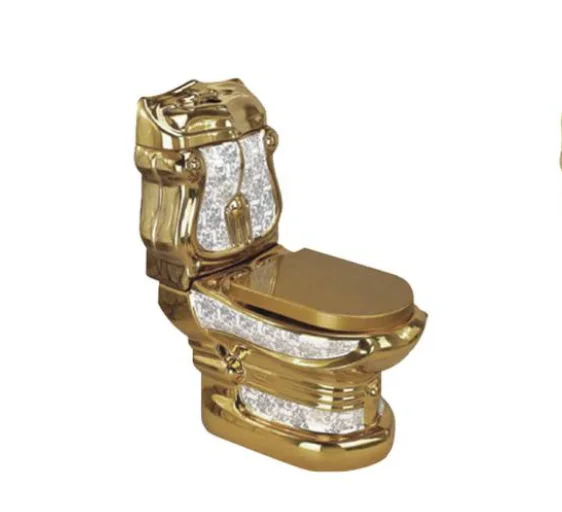 Hot Sale S Trap Golden Sanitary Wares Wc Ceramic Diamond Golden Toilet