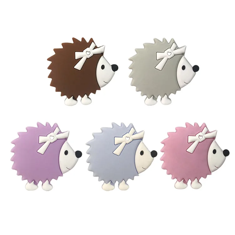 Baby Silicone Teeth 30mm Bpa Sugar Free Silicone Cartoon Hedgehog Chewable Teeth For Diy Necklaces