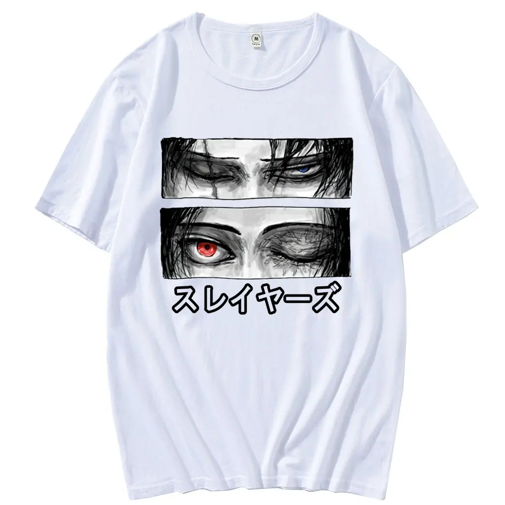 100% Cotton Japanese Anime Attack on Titan Ackerman Eye Print Top Ulzzang Men T-shirt