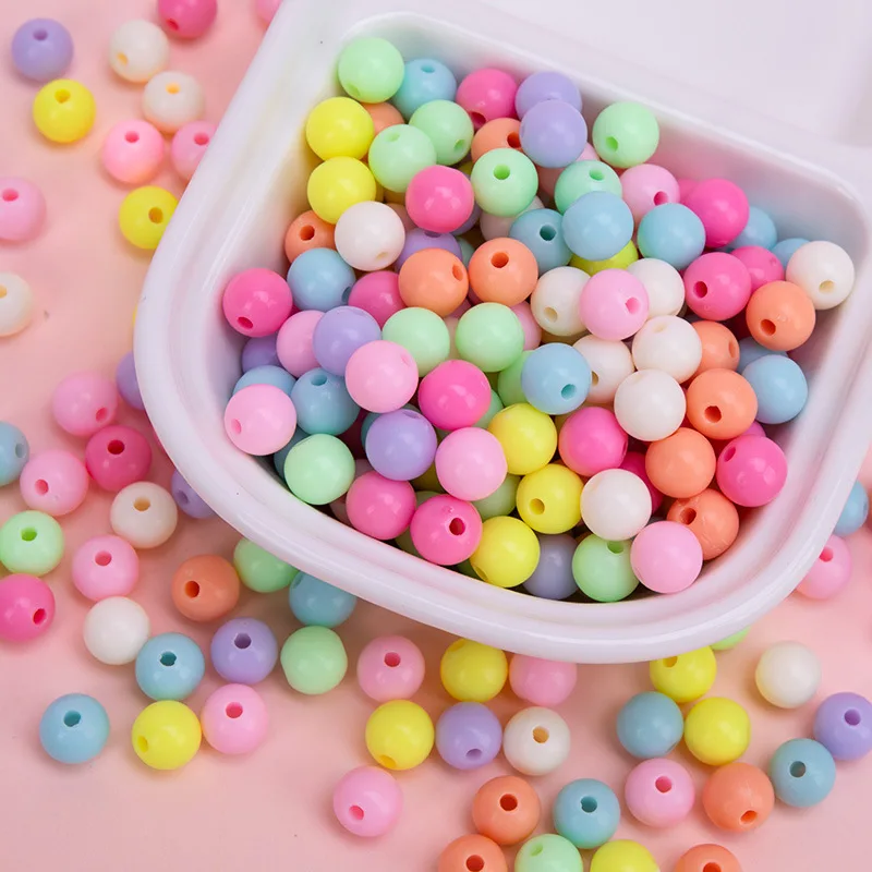 Factory Wholesale 4mm 6mm 8mm 10mm Colorful Loose Plastic Beads Acrylic Round for DIY Jewelry Making