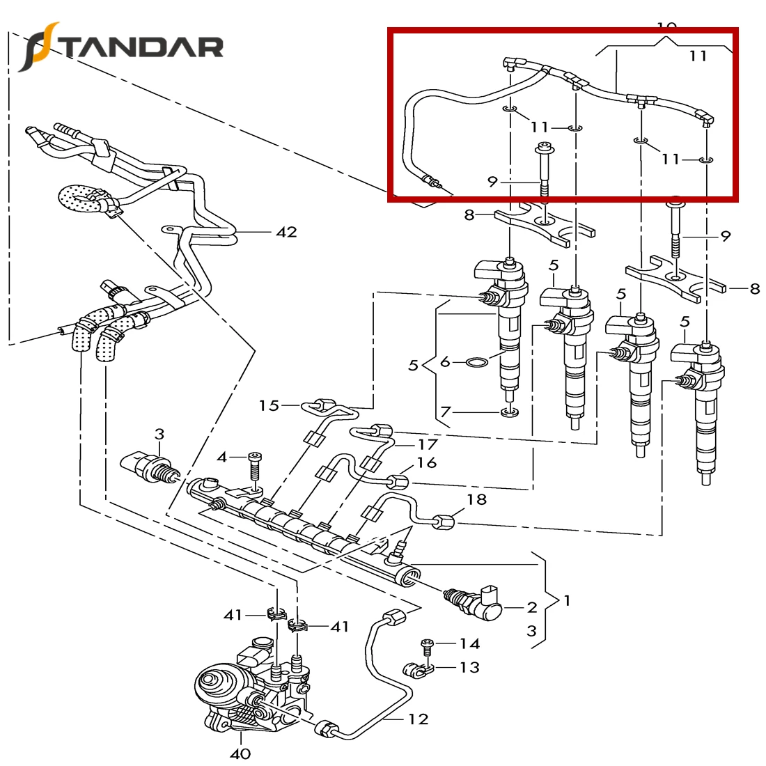 Fuel Injector Return Line For Audi Q5 A4 A5 A6 Seat 03L130235AE