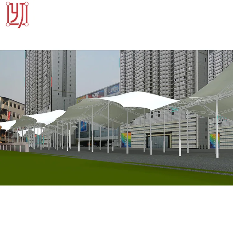 Entrance tensile membrane structure landscape shed