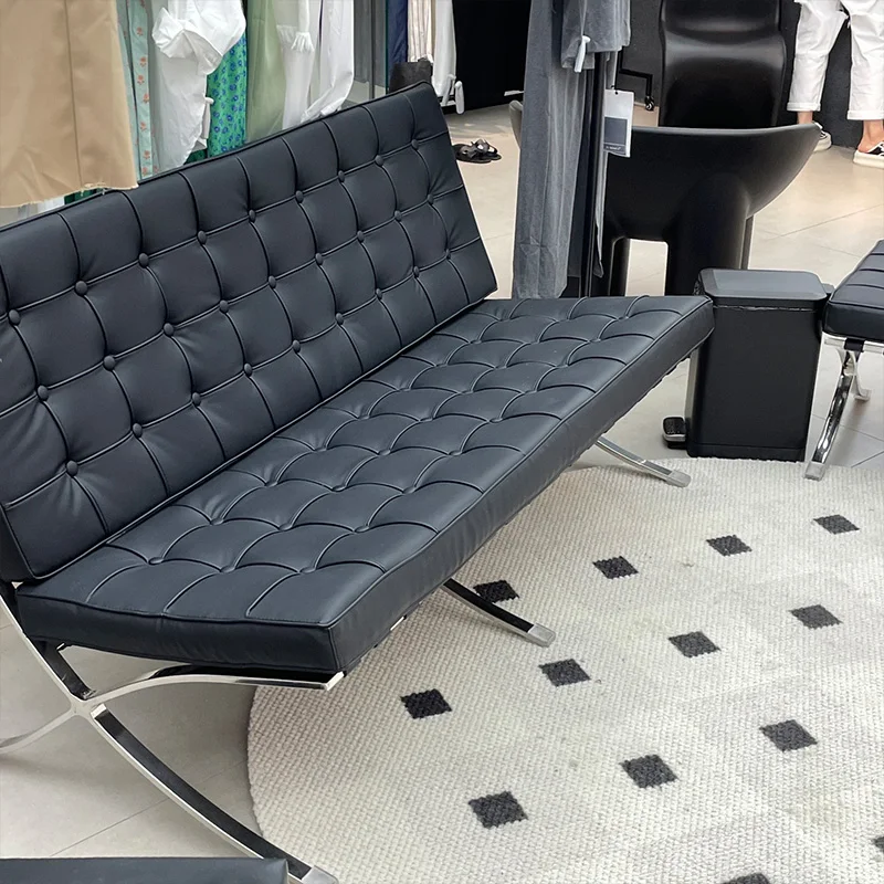 Modern danish waiting reception chairs luxury sofa accent chair for living room upholstered black leather mid century chair