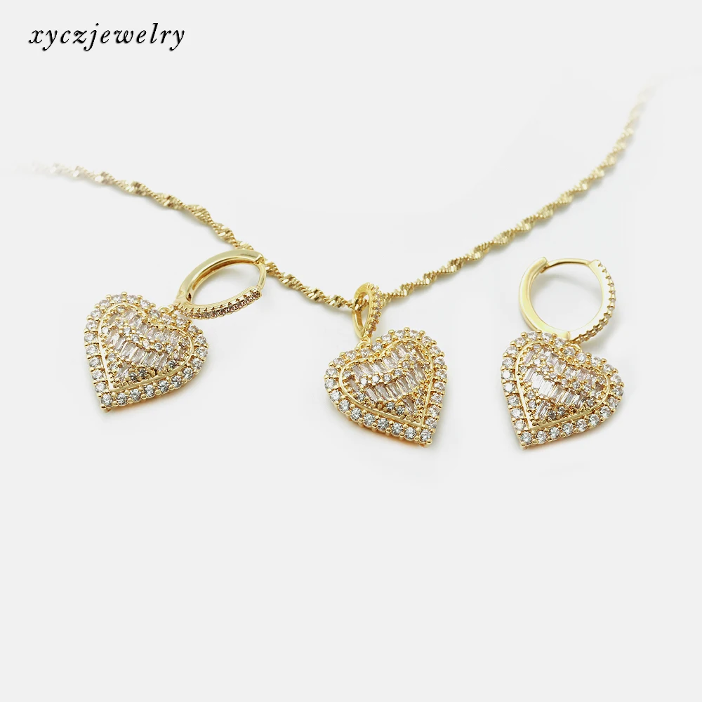 XingYu New Romantic Heart Jewelry Sets Gold Plated Women Heart Necklace and Earring Sets