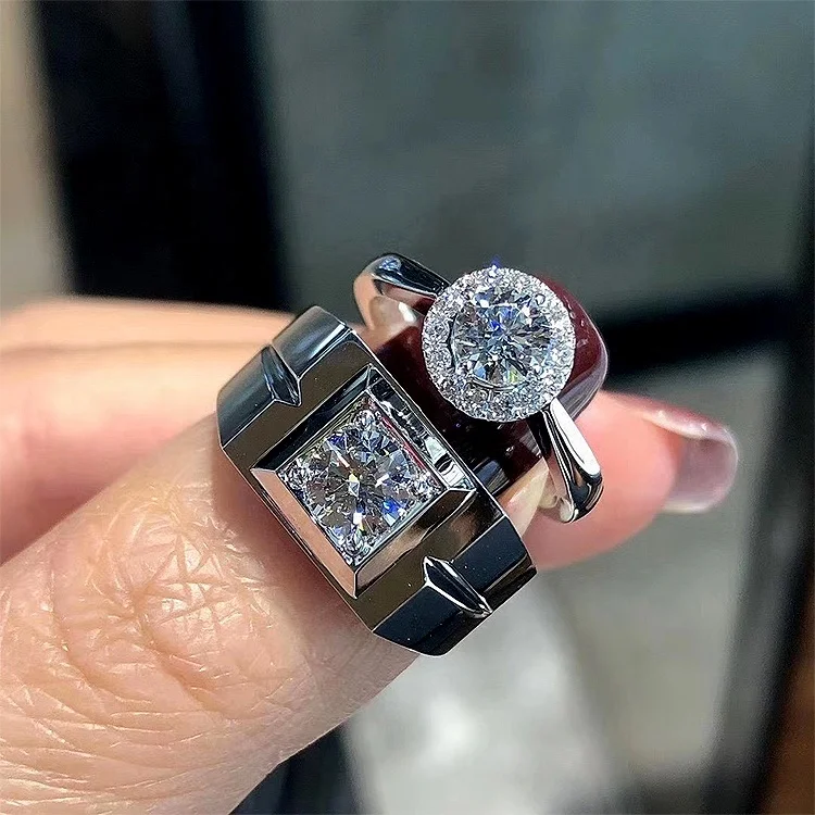 2021 new Style 18K gold Engagement ring diamond band real diamond wedding ring