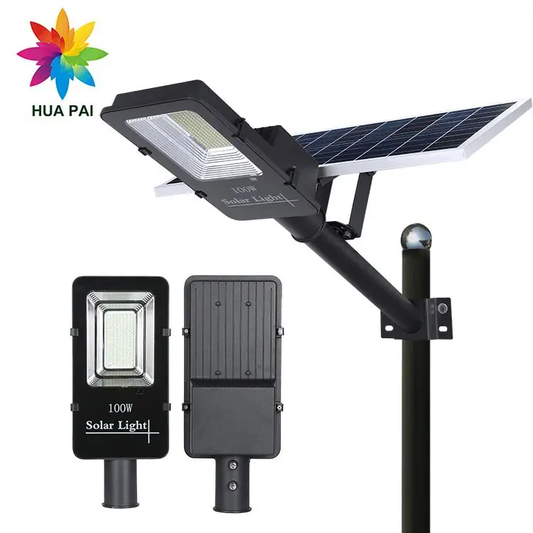 
HUAPAI Factory Direct Sale Ip65 Waterproof SMD 60w 100w 150w 200w 300w Solar Led Street Lamp 