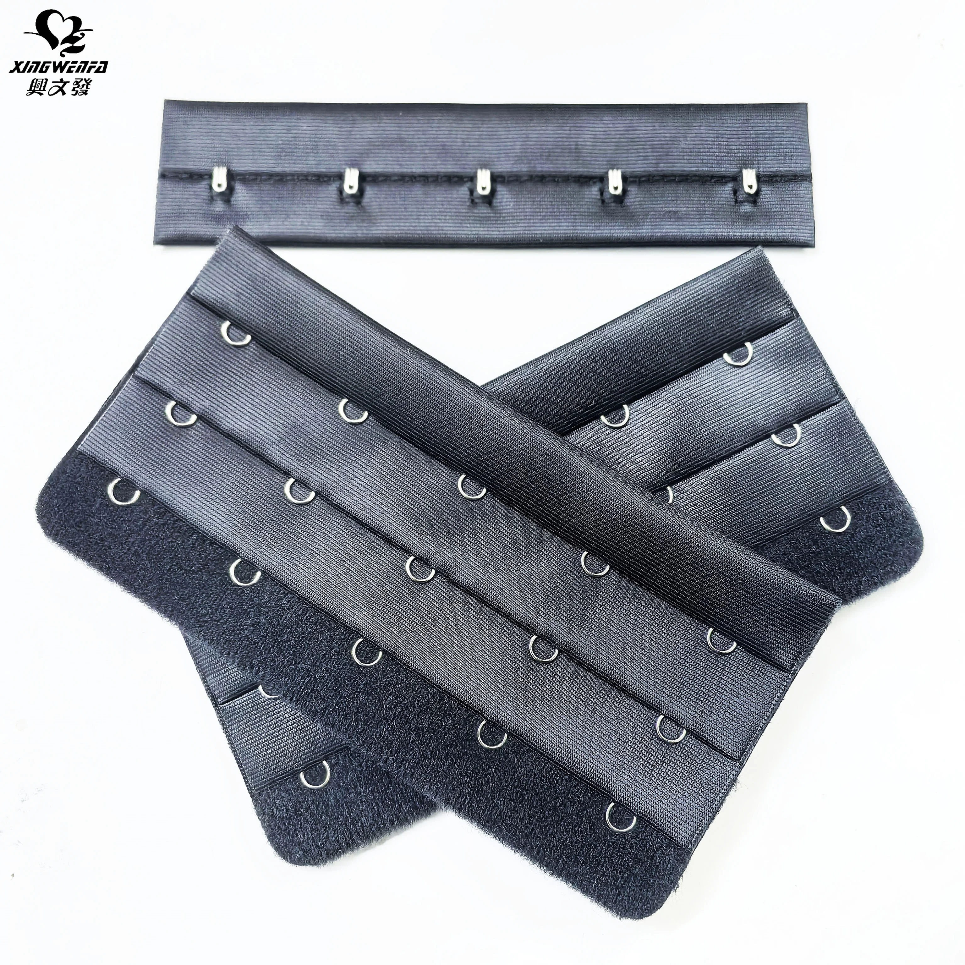 Factory OEM  hook eye tape corset shaper accessories 3x5 Black polyester long bra hook and eye tape closure