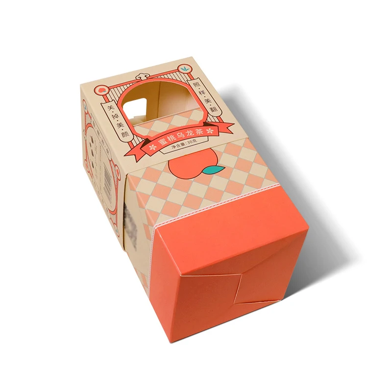 Customized Printing Folding Creative Top-end  Drawing Sleeve Tea Packaging Paper Drawer Cardboard Box with Windoe
