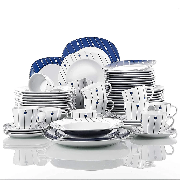 Blue And White 60pcs Dinner Set Fine Porcelain African Dinnerware Sets for 12 People (60804640932)