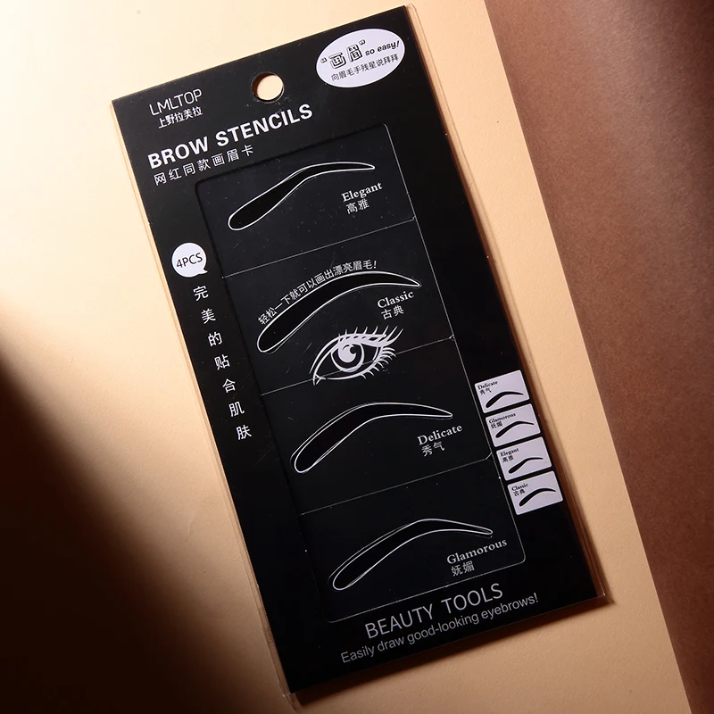 LMLTOP 4 Pcs Eyebrow Stamp And Stencil Kit Factory Price eyebrow Stamp Stencil Beauty Salon Eyebrow Stencils Shaping A0189