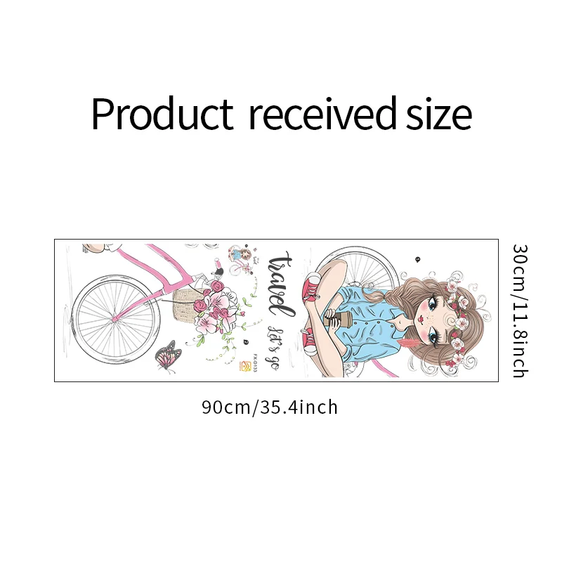 Fashion Beauty Girl Stickers Flowers Bicycle Decorative Wallpaper Creative Bedroom Murals Self Adhesive TV Background Decals