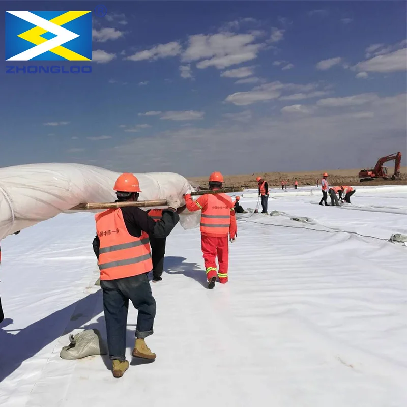 White 100% Polyester non woven geotextile for road dam Building Construction