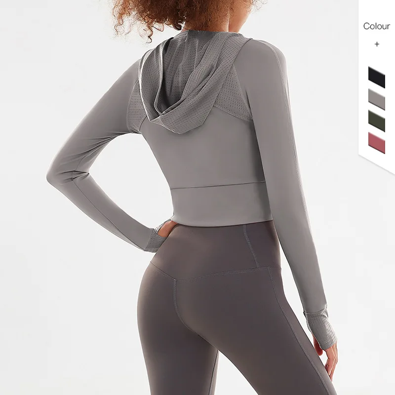 Women Athletic Sport Shirts Long Sleeved Fitness coat Zipper Gym Jacket Workout Sweatshirts
